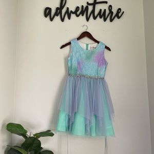Blue and purple tulle dress